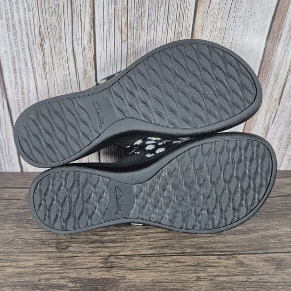 Clarks Cloudsteppers Arla Nora Floral Women's Sz 9 W Slip On Sandals Black Daisy - Picture 5 of 8